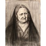 Wollanke Kohle / Charcoal drawing of a woman with black veil