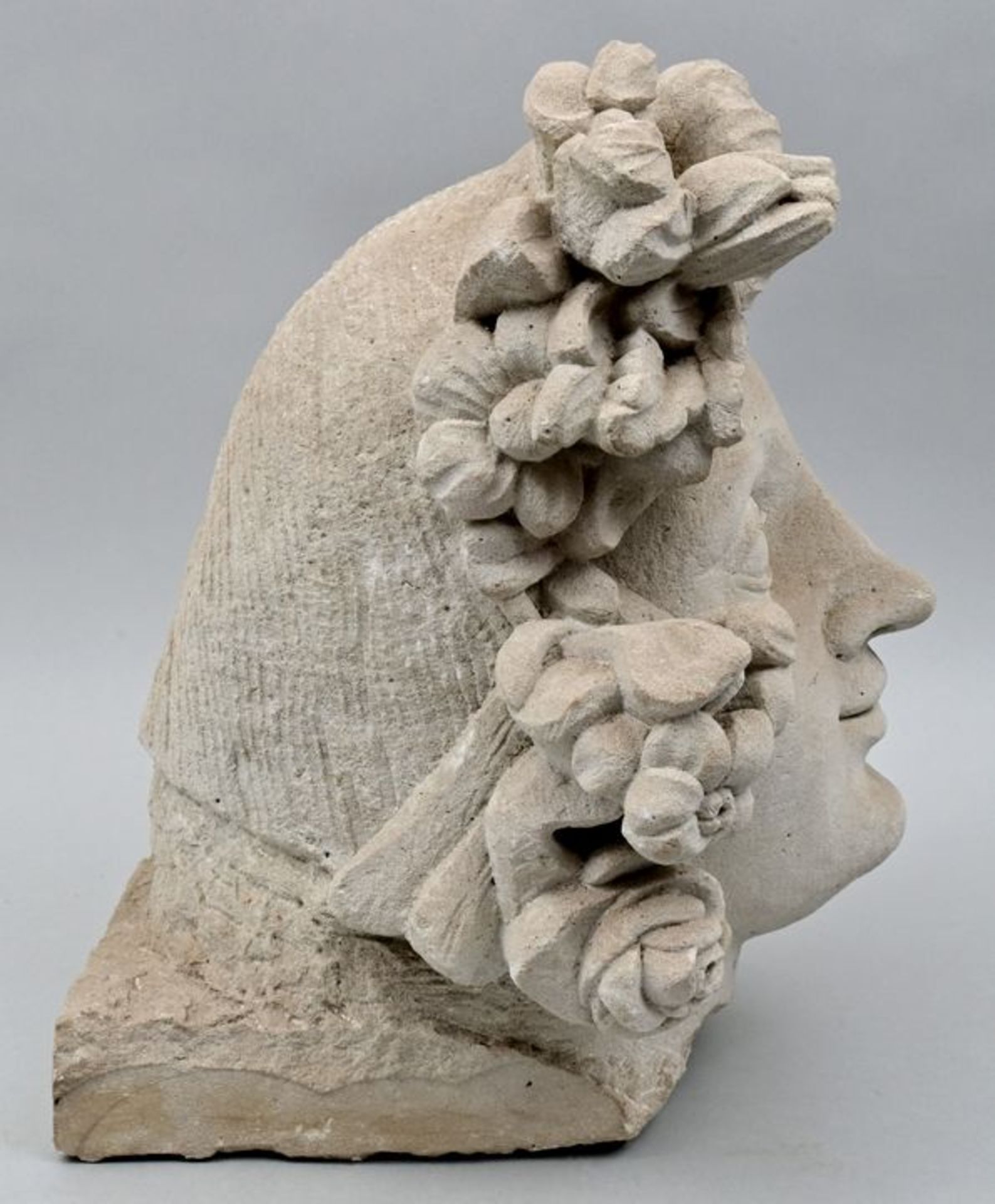 unbekannt, Sandsteinkopf / unknown, sandstone head - Bild 3 aus 7