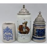 Drei Bierkrüge / Three stoneware steins