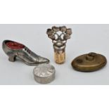 Vier Kleinteile Zinn / Four small items pewter