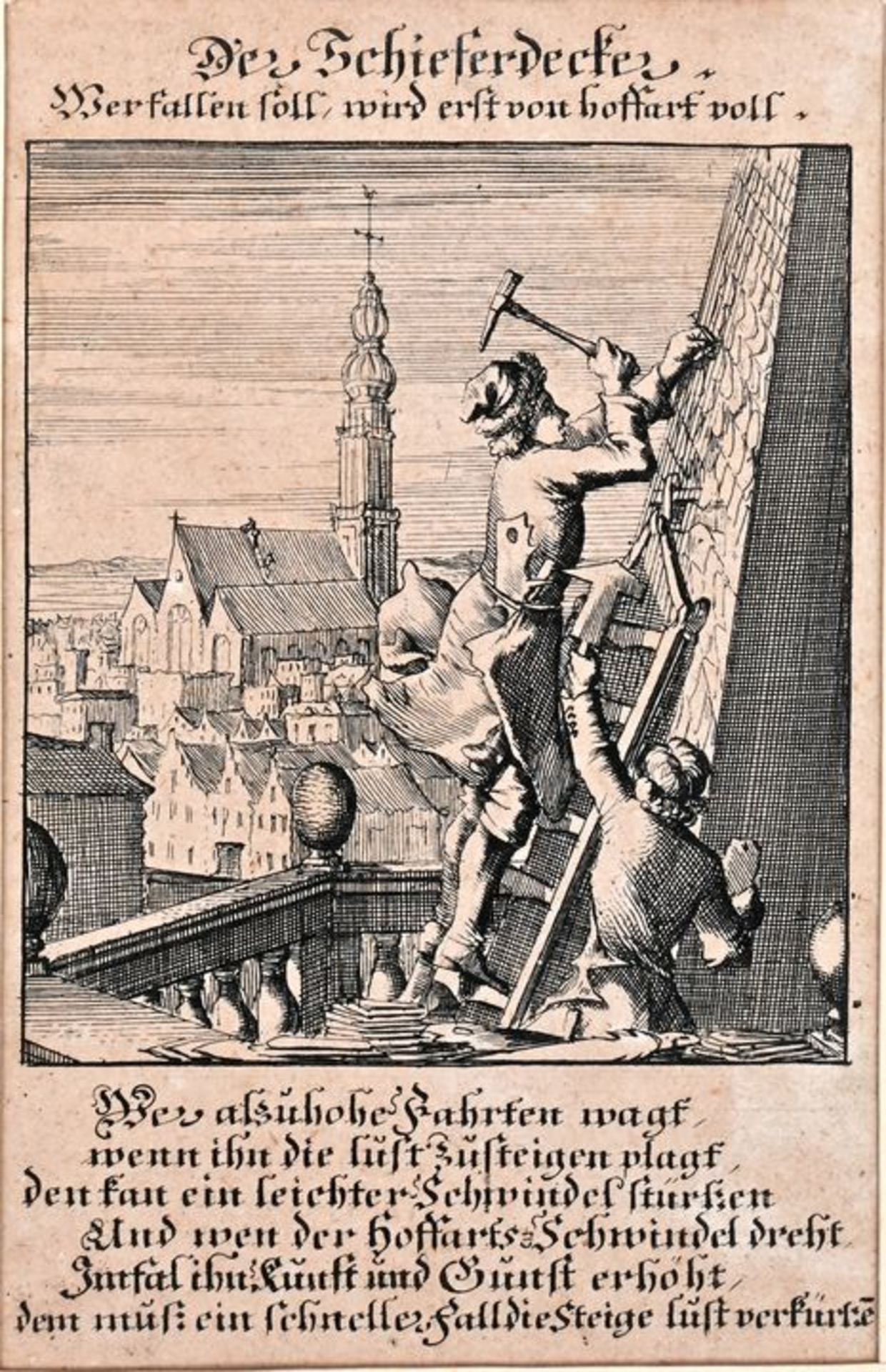 Kupferstiche: Der Dachdecker, Der Schieferdecker / two etchings - Bild 2 aus 5