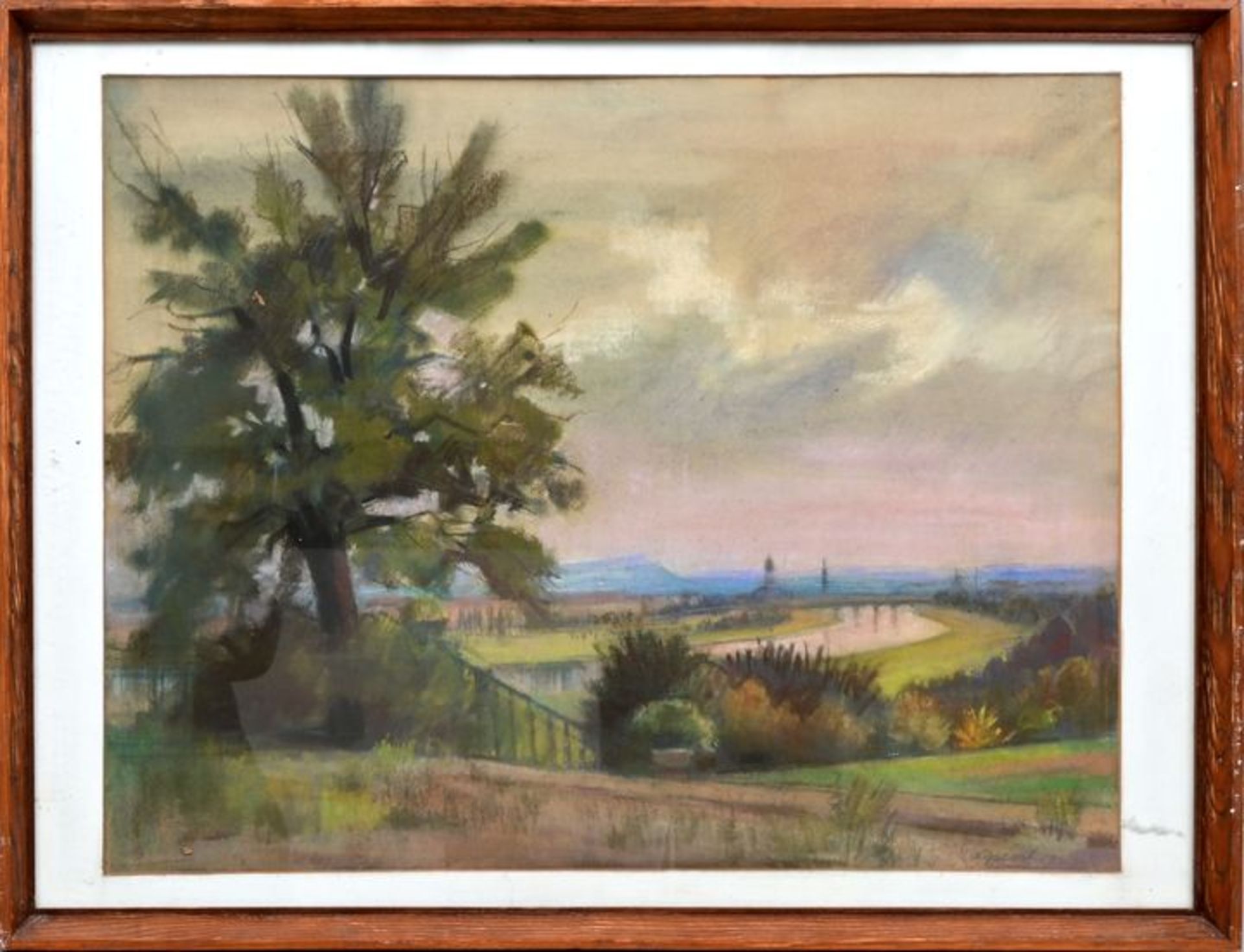 Papesch, Karl: Pastell, Dresden / View of the ciry Dresden - Image 2 of 3