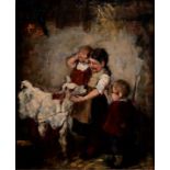 Moroder, Josef Gemälde, Kinder im Stall / barn interior with children