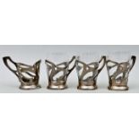 4 Jugendstil Teegläser / Four glass holders with three glasses