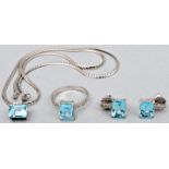 Garnitur Aquamarin-Schmuck/ necklace, ring and earrings