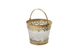 A Victorian silver gilt mounted frosted glass ice pail by George Fox
