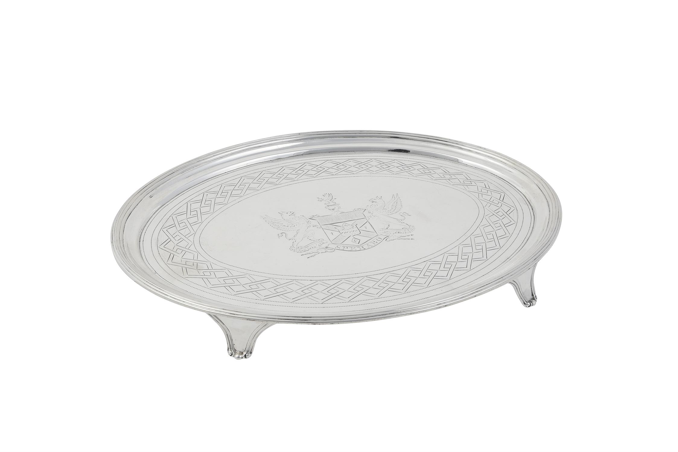 A George III silver oval salver by William Bennett