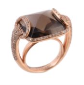 A diamond and smoky quartz Horse Bit dress ring by Hermès