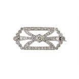 A mid 20th century diamond panel brooch