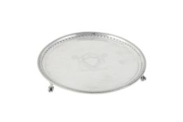 An Edwardian silver circular salver by Z. Barraclough & Sons