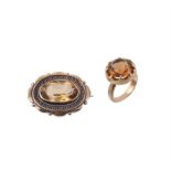 A citrine dress ring and brooch