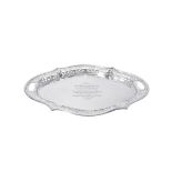 A silver shaped oval tray by Cooper Brothers & Sons Ltd.