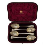 A cased set of four William IV Old English table spoons by Randall Chatterton