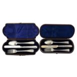 A cased Victorian silver three piece christening set by John Gilbert