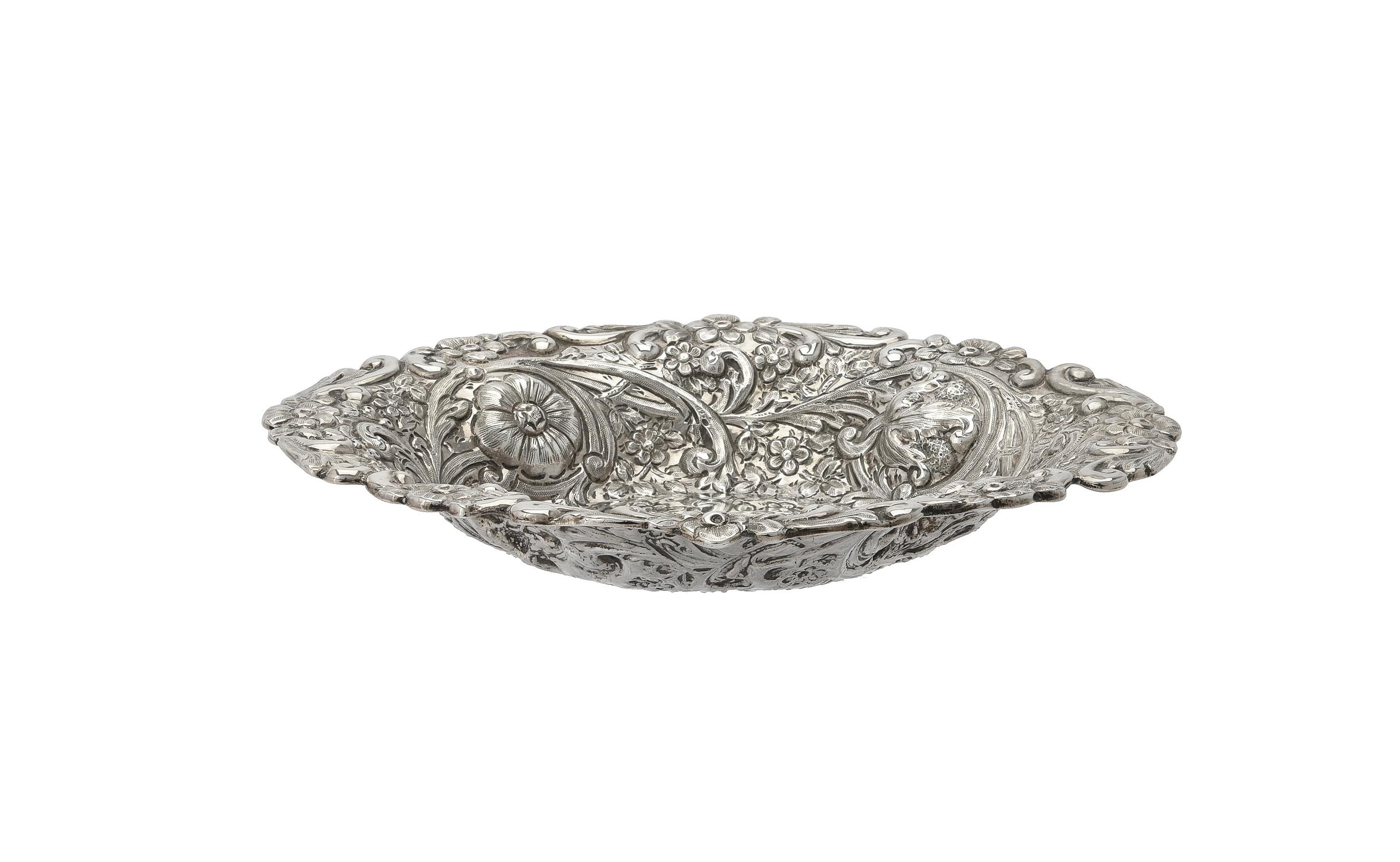 A Victorian silver shaped oval bowl by Charles Stuart Harris