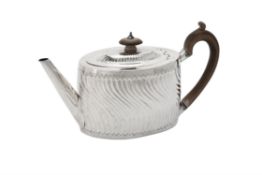 A George III silver oval teapot by George Smith II and Thomas Hayter