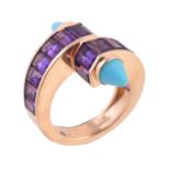 An amethyst and turquoise Menotte dress ring by Cartier