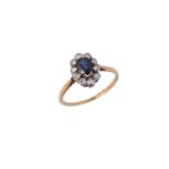 A sapphire and diamond cluster ring