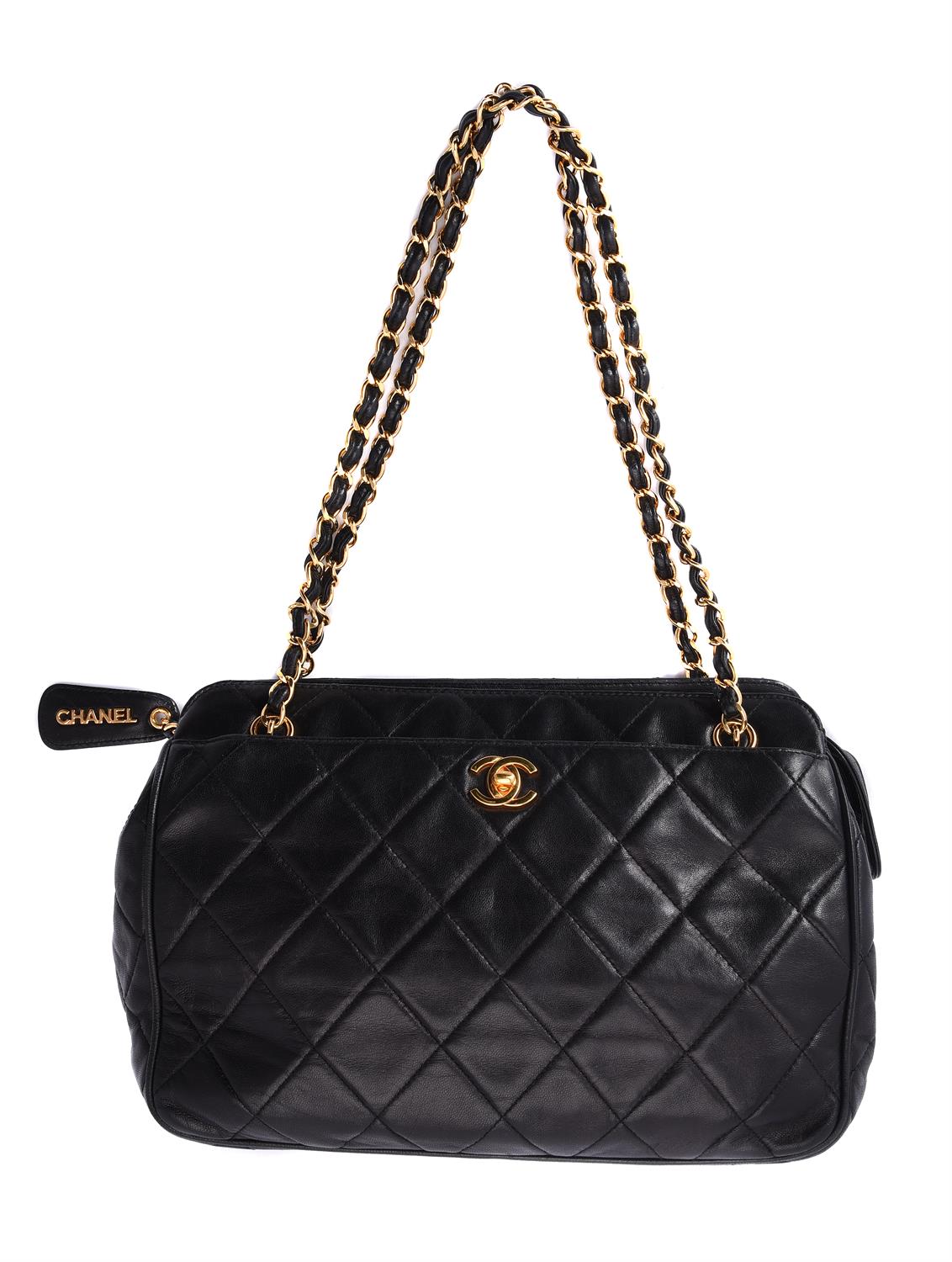 Chanel, a black quilted lambskin shoulder bag