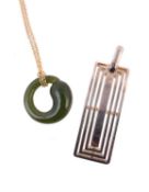 A nephrite Eternal Circle necklace by Elsa Peretti for Tiffany &Co.