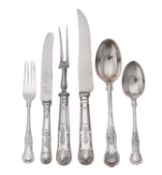 A collection of silver King's pattern flatware
