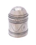 A George III silver cylindrical nutmeg grater by Samuel Pemberton