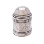 A George III silver cylindrical nutmeg grater by Samuel Pemberton