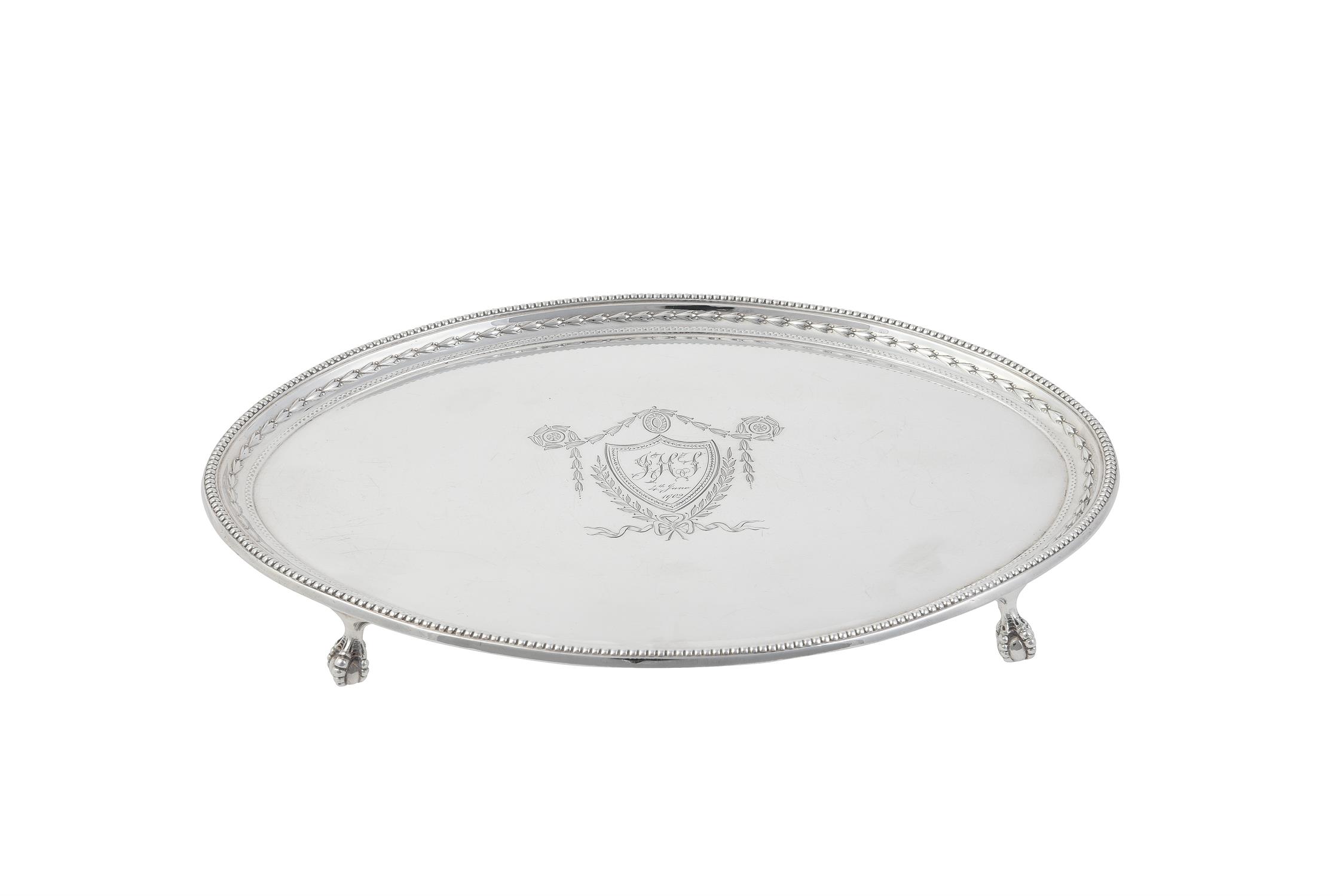 An Edwardian silver oval salver by James Dixon & Son