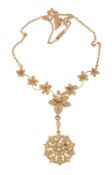 An Edwardian seed pearl and diamond necklace