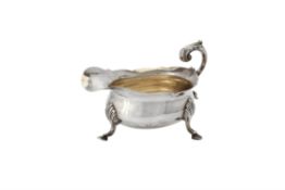 A William IV silver shaped oval sauce boat by Michael Starkey