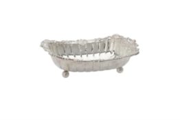 A late Victorian silver shaped oblong fruit bowl by James Dixon & Son