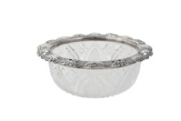 A late Victorian silver mounted cut glass bowl by Thomas Latham & Ernest Morton