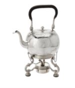 Y A silver kettle on stand