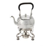 Y A silver kettle on stand