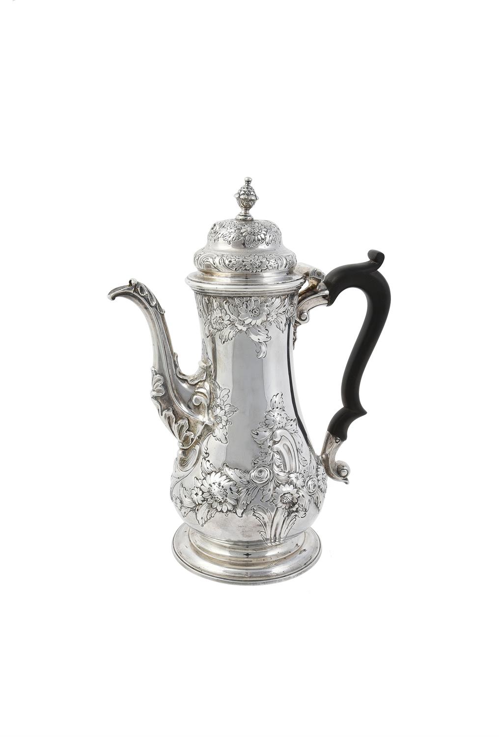 A late George II silver baluster coffee pot by Thomas Whipham