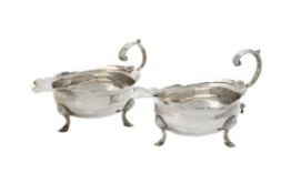 A George II silver shaped oval sauce boat