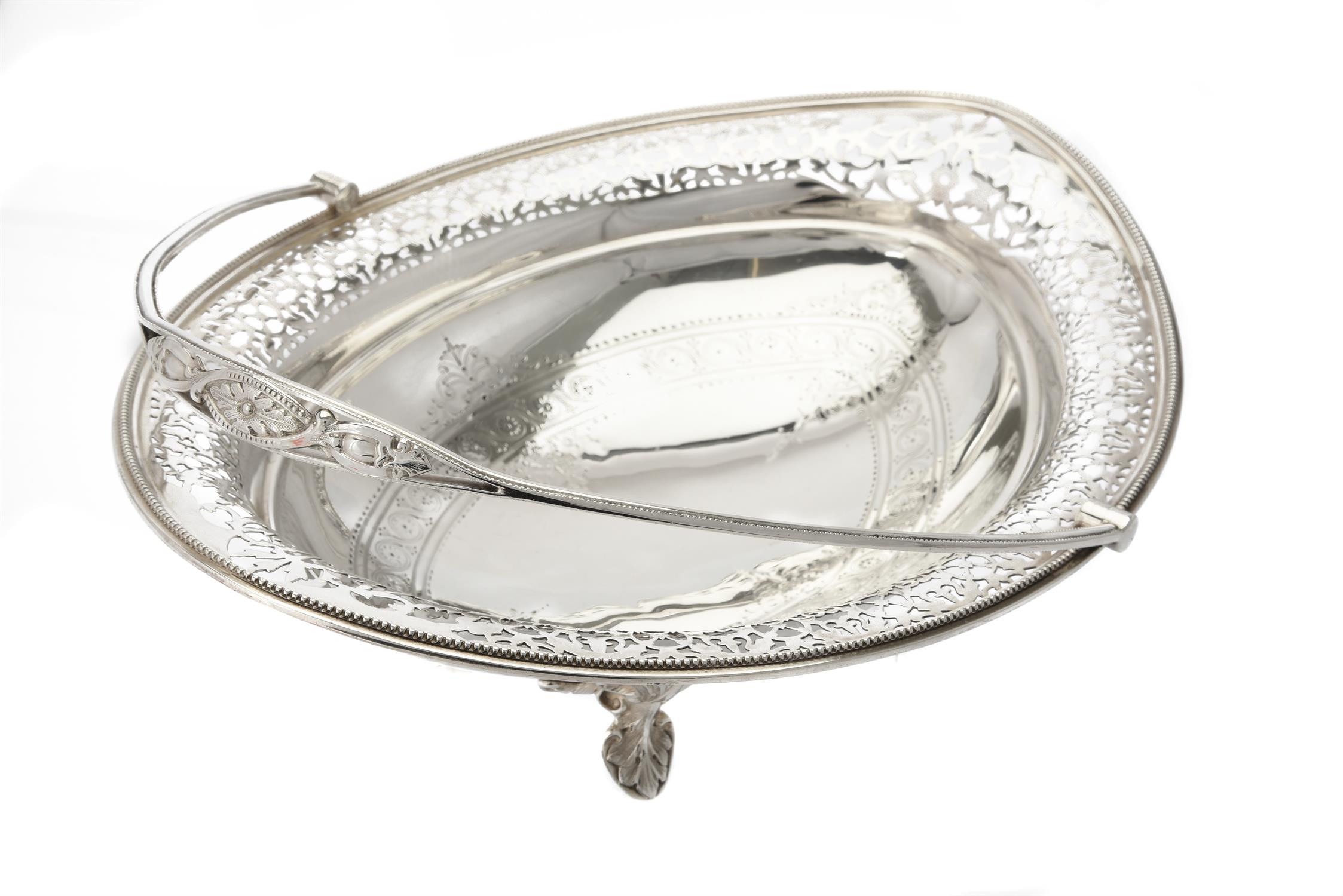 A Victorian silver oval swing handled basket by James Dixon & Sons - Image 2 of 2