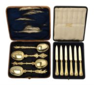 A cased set of four Victorian silver gilt apostle spoons by Henry Holland