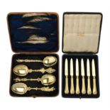 A cased set of four Victorian silver gilt apostle spoons by Henry Holland