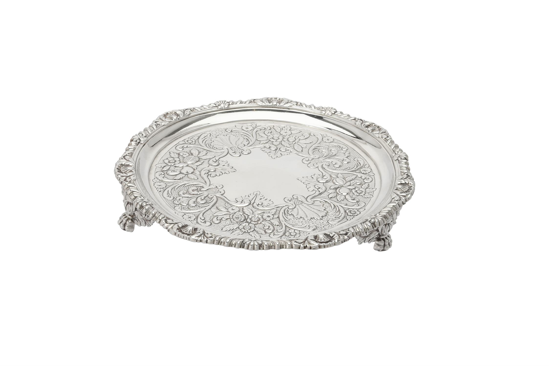 A George IV silver shaped circular salver by J. E. Terrey & Co.