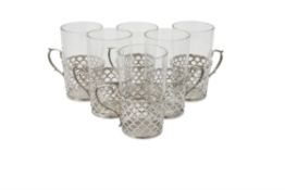 A set of six silver mounted glasses by Mappin & Webb