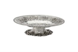 An Edwardian silver oval pedestal dish by S. Glass