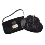 Y Fendi, Baguette, a black silk and leather handbag