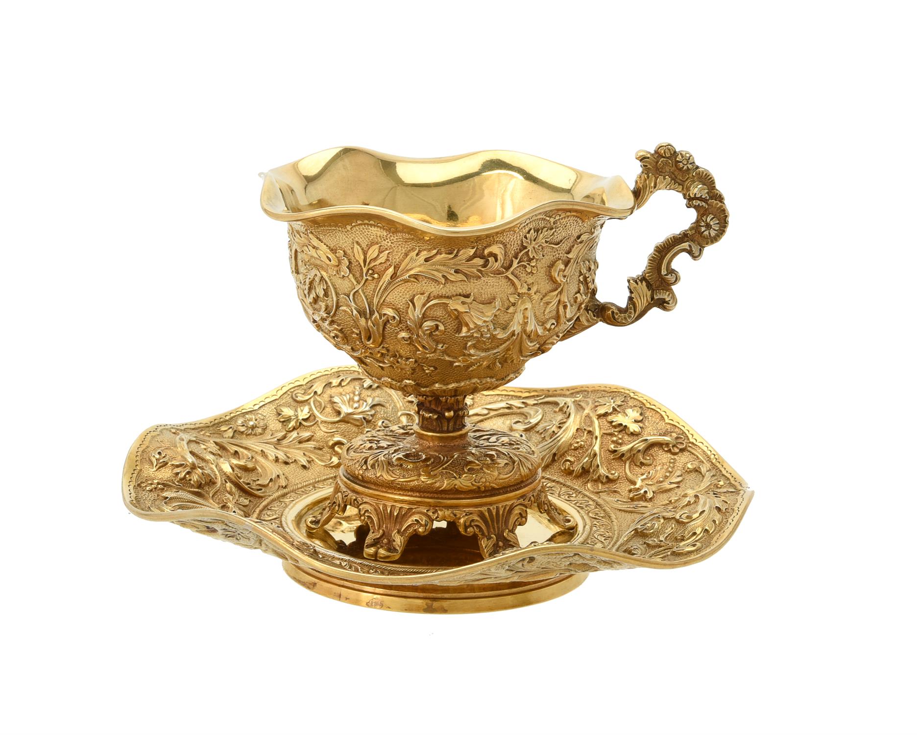 A French silver gilt cup and saucer by François Durand