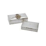 A Victorian silver and gold coloured mounted rectangular cigarette box by John Millward Banks