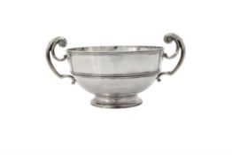 A late Victorian silver twin handled rose bowl by Sibray, Hall & Co.