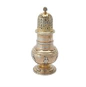 A late Victorian silver gilt baluster sugar caster by Martin Hall & Co. Ltd.