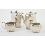An Art Deco silver four piece tea set by Mappin & Webb