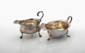 A George IV silver shaped oval sauce boat
