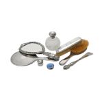 A collection of silver mounted dressing table items